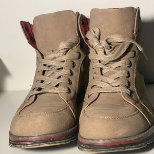 Tan lace ankle boots